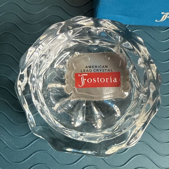Fostoria American Pat Lead Crystal Round Open Salt Dip Cube Motif NOS Replacemen - Picture 2 of 13